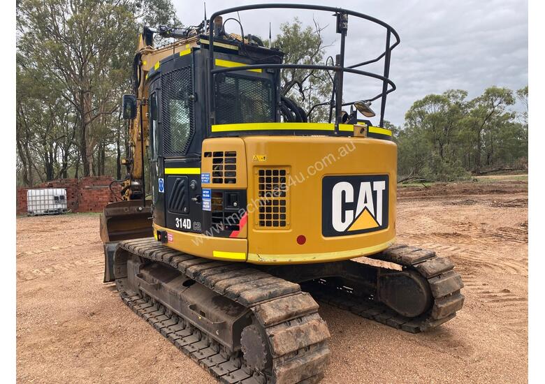 caption CAT 314D CR QC 14T EXCAVATOR PUSH BLADE, RUBBER PADS, HEIGHT LIMITER, Wired 4 TRIMBLE GPS