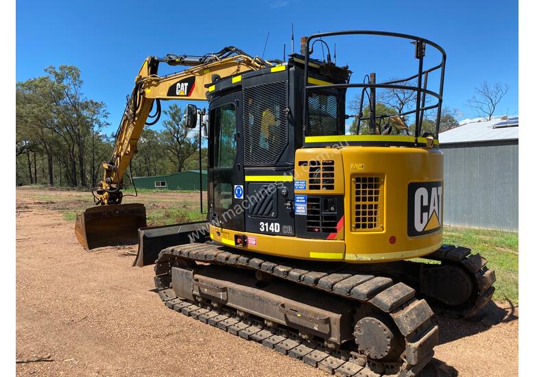 caption CAT 314D CR QC 14T EXCAVATOR PUSH BLADE, RUBBER PADS, HEIGHT LIMITER, Wired 4 TRIMBLE GPS