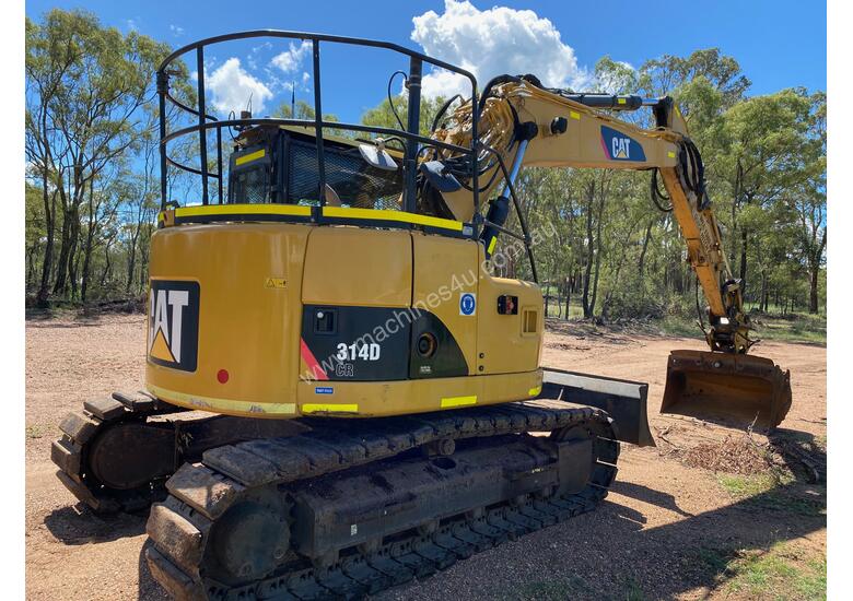 caption CAT 314D CR QC 14T EXCAVATOR PUSH BLADE, RUBBER PADS, HEIGHT LIMITER, Wired 4 TRIMBLE GPS