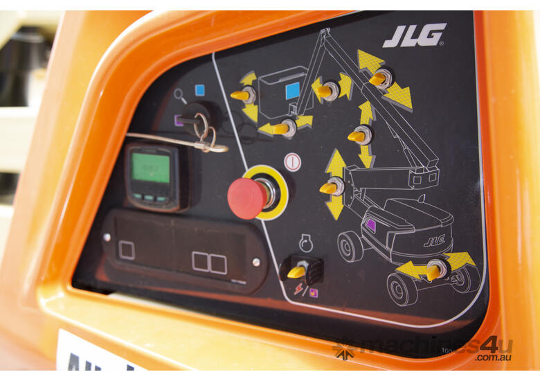caption JLG 450AJ 45ft Diesel Knuckle Boom Lift – Powerful 4WD, Ideal for Rough Terrain!