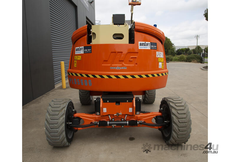 caption JLG 450AJ 45ft Diesel Knuckle Boom Lift – Powerful 4WD, Ideal for Rough Terrain!