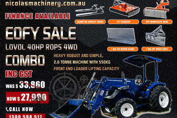 2024 EOFY LOVOL 40HP 4WD TRACTOR COMBO DEAL (550kg front loader lift capacity)