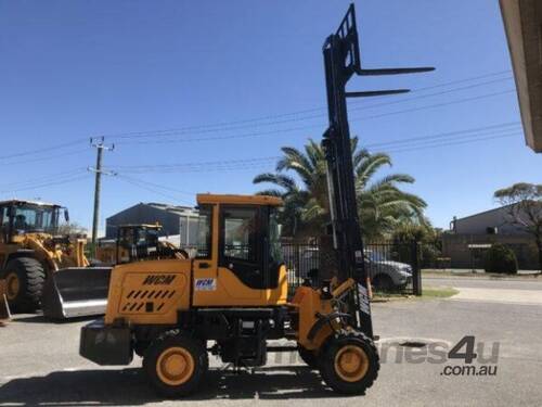 caption WCM912FL All-Terrain 4WD Articulated Forklift – 78HP | 2.5T Load | Air-Conditioned Cabin