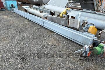 Conveyor Screw Type 8.1m Long x 300mm Dia with Motor and Gearbox