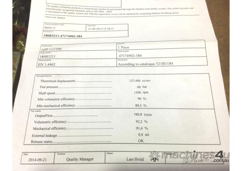 Danfoss APP 11/1500 Sea Water Axial Piston Pump (Duplex/Super Duplex)
