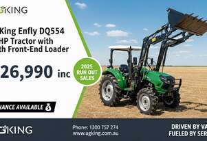AgKing - Enfly 55HP Tractor ROPS 4WD DQ554 with FEL & 4in1 Bucket