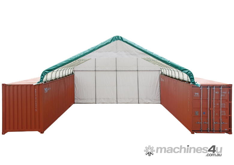 caption New 9m x 12m Container Shelter Workshop Igloo Dome with EndWall