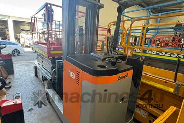   Zowell Moving Mast Reach Forklift / Stand-on / Lithium Powered / 1800kg lift cap / 6500mm lift