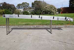 Stainless Steel Incline Conveyor with Side Rails - 4.15m Long