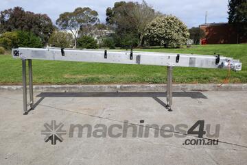 Stainless Steel Incline Conveyor with Side Rails - 4.15m Long