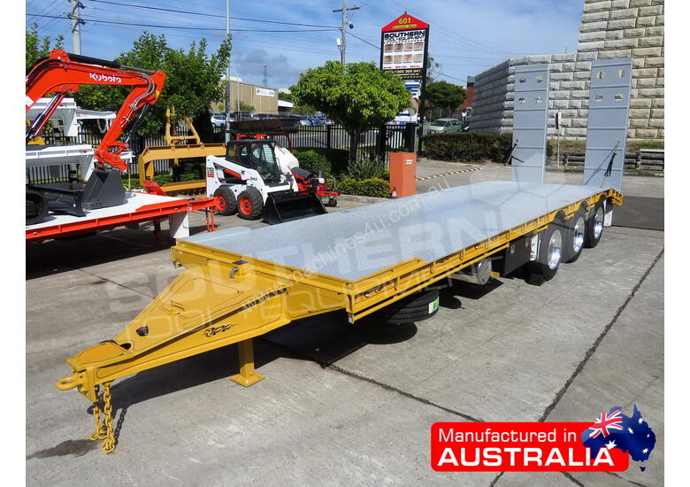 caption Interstate trailers Tri Axle Tag Trailer 28 Ton ATM Custom Yellow ATTTAG