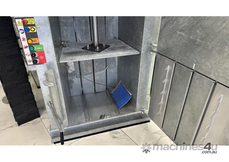 caption Galvanised Vertical Cardboard and Plastic Baler - WastePac 60 Auto