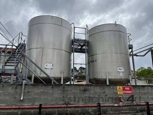 Two Stainless Steel Storage Tanks with a Mezzanine