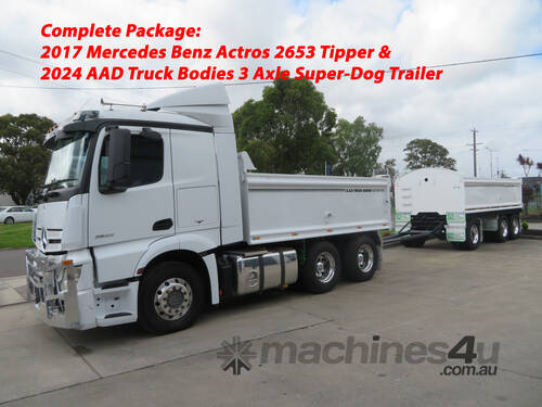 2017 Mercedes-Benz Actros 2653 530hp Tipper with 2024 AAD 3-Axle Super Dog Trailer