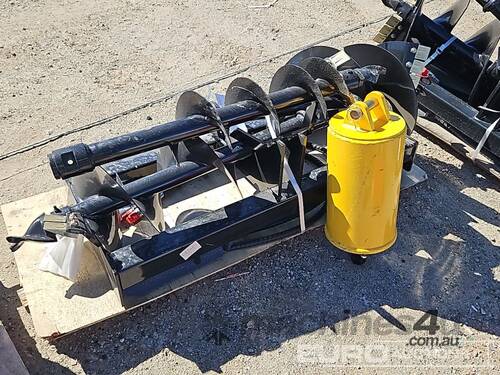 caption Unused Captok Hydraulic Auger Drive & 3 Augers to suit Skidsteer Loader