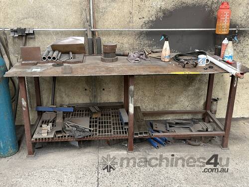 Steel Frame Workbench Includes Scrap Metal And Vice