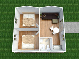 Flat Pack 2x Bedroom Cabin 5.85M X 6.5M - picture1' - Click to enlarge