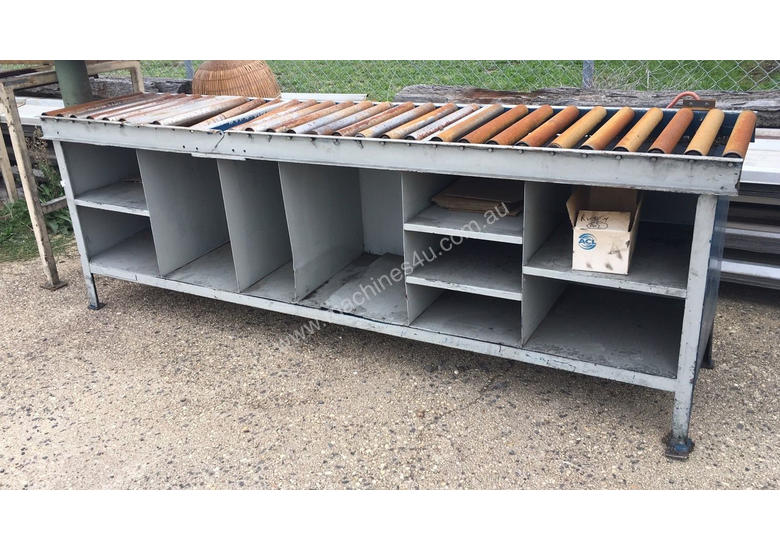 Used Unbranded Heavy Duty Steel Roller Bench Conveyor 
