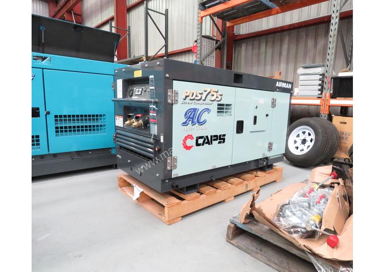 caption AIRMAN PDS75SC-5C1 75cfm Portable Diesel Air Compressor w/ Aftercooler