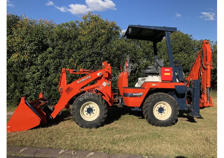 Used Kubota R420 B Backhoe Wheel Loader 4in1 Quick Hitch Piped for