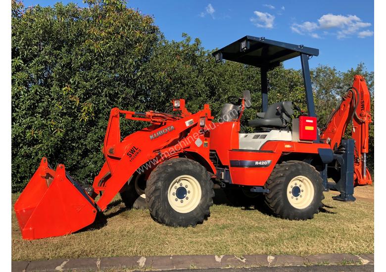 Used Kubota R420 B Backhoe Wheel Loader 4in1 Quick Hitch Piped for