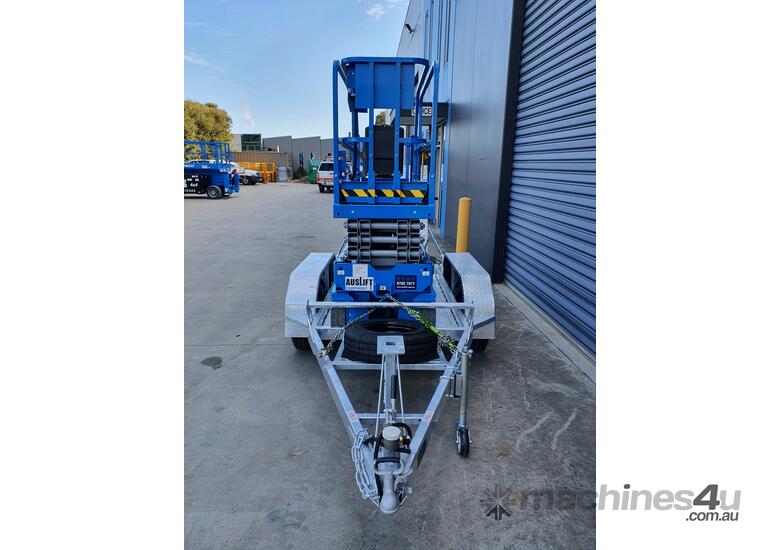 caption Hire a 19ft Electric Scissor Lift on Trailer Package – Ready for Pickup and Perfect for Any Job!