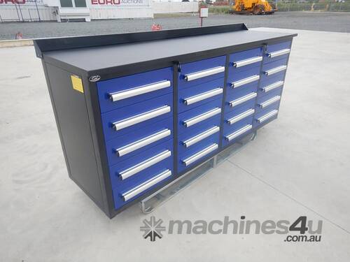 2.1m Work Bench/Tool Cabinet, 20 Drawers
