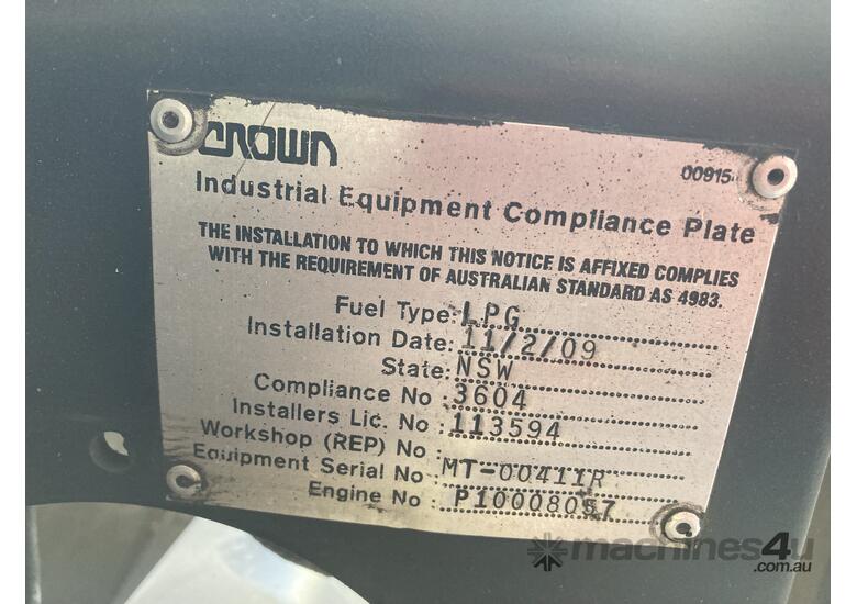 caption Crown LPG 3.5 tonne forklift