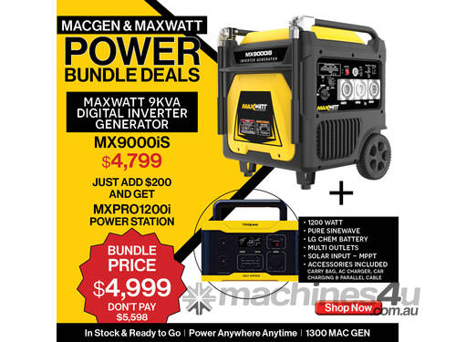 MACFARLANE - 9.0kVA Maxwatt Digital Inverter Generator