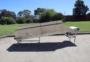 Stainless Steel Incline Motorised Belt Conveyor - 3.65m long - Falcast