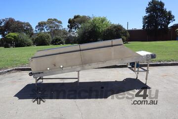 Stainless Steel Incline Motorised Belt Conveyor - 3.65m long - Falcast