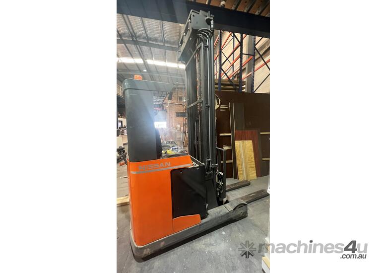 caption 2006 Nissan Electric Sit on High Reach Forklift- Well Maintained!