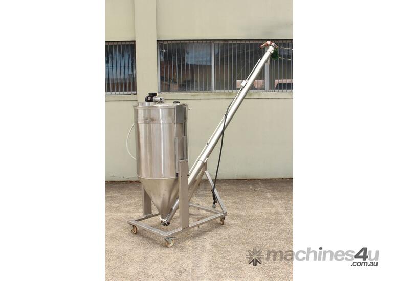 caption Auger Screw Conveyor with Feeding Hopper