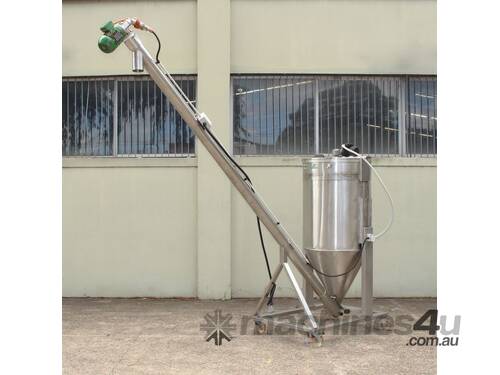 caption Auger Screw Conveyor with Feeding Hopper