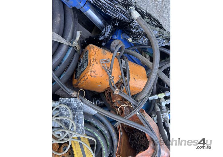 caption Miscellaneous Pallet of Pumps, Hoses & Hoist