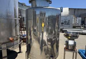 Tank SS 1.1m dia x 1.4m high OA 2.4m high cone bottom 1,300 Ltrs