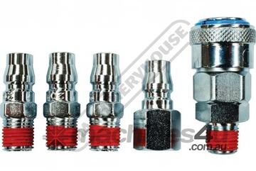 High-Flow Air Fittings Coupling Set - 5 Piece Pack 1/4