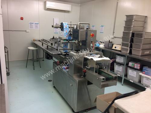 Flamingo Stainless Steel Horizontal Flow Wrapper Packing Machine + Anser U2 Pro-S label/date printer