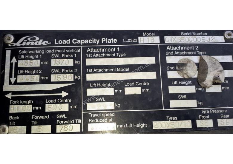 caption Used Forklift: H18T Genuine Preowned Linde 1.8t