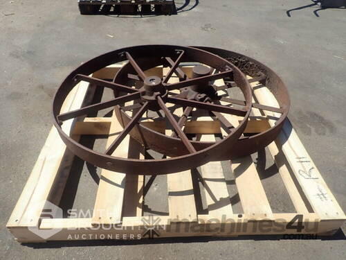 2 X VINTAGE PLOUGH WHEELS