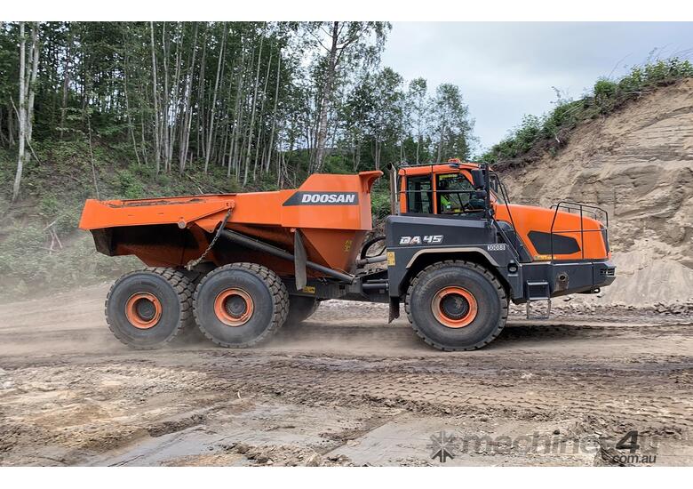 caption Doosan DA45 Articulated Dump Truck for Heavy-Duty Transport and Construction