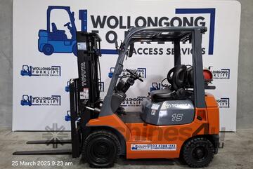 Wollongong Forklift: 2004 Toyota 1.5T LPG, 2-Stage Container Entry Mast, 3m lift!