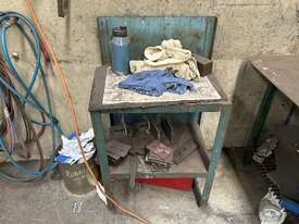 Steel Frame Workbench Including Scrap Metal Vice + Adjacent Steel Shelving Unit - picture2' - Click to enlarge