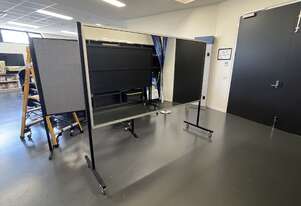 4 X Large Adjustable Mirrors on Stands And 1x Pin Board (Council Asset)