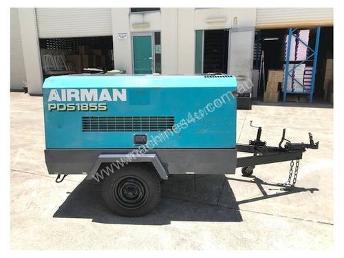 Portable Diesel Airman PDS 185 CFM Air Compressors on road tow chassis