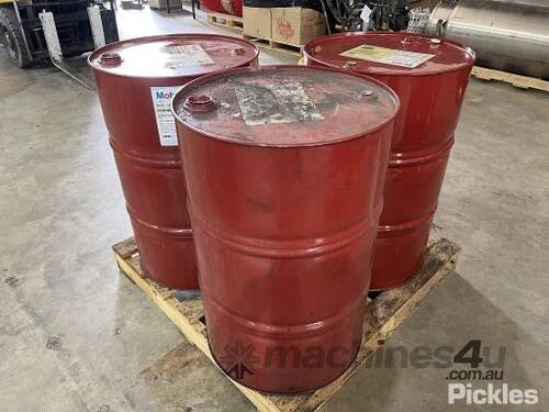 Pallet of Empty Oil Drums and Buckets