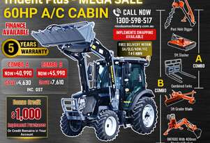 Trident Plus Synchromesh 60HP 4WD A/C Cabin Tractor with 4-in-1 Bucket Combo Deal (5 Years Warranty)
