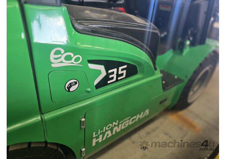 caption Hangcha Lithium Electric Forklift | 3.5T Capacity, 3500kg Lift | Solid Tyres and Side Shift