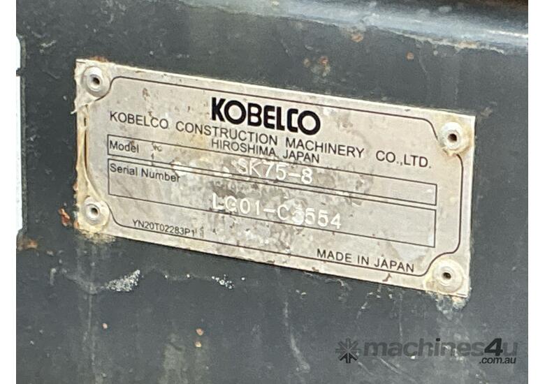caption 2022 Kobelco SK75SR Excavator (Wide Steel Tracked)