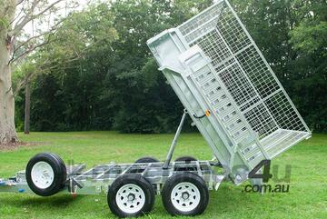 8x5 Tandem Axle Hydraulic Tipper Galvanised Box Trailer 3500kg ATM (Price shown Without Cage)